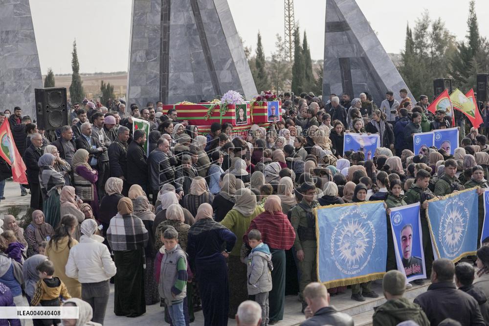 Funeral of two SDF fighters killed by Turkish-backed SNA - Kobani