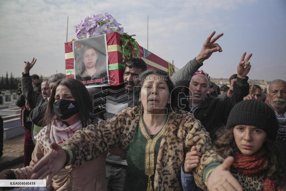 Funeral of two SDF fighters killed by Turkish-backed SNA - Kobani