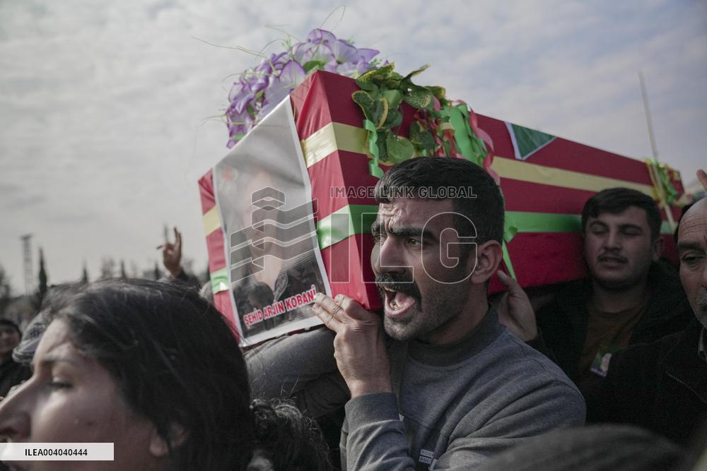 Funeral of two SDF fighters killed by Turkish-backed SNA - Kobani