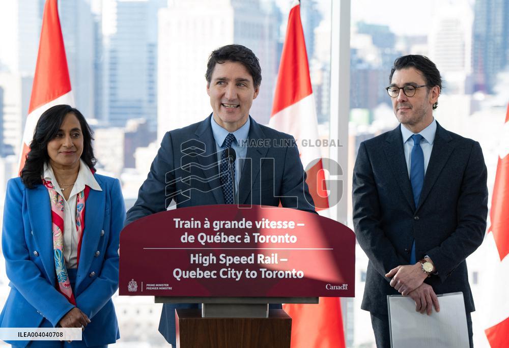 Trudeau Announces High-Speed Rail Network - Canada