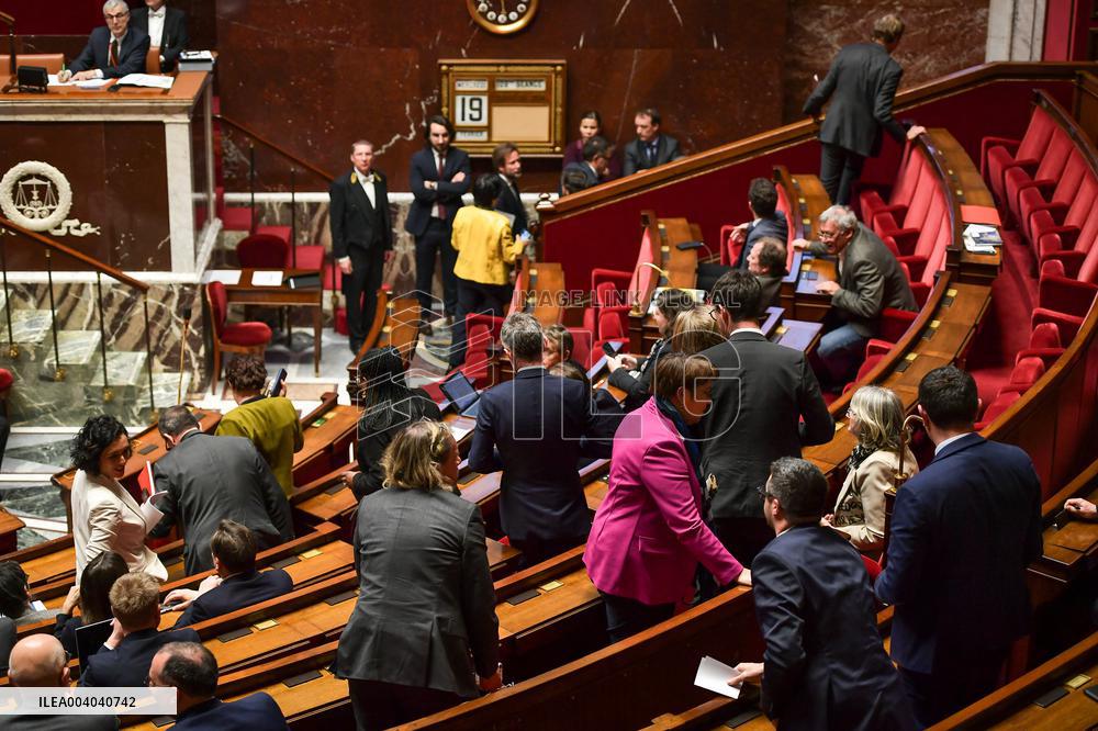 Speeches before motion of censure voting at the National Assembly in Paris - FA