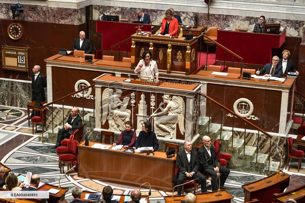 Speeches before motion of censure voting at the National Assembly in Paris - FA