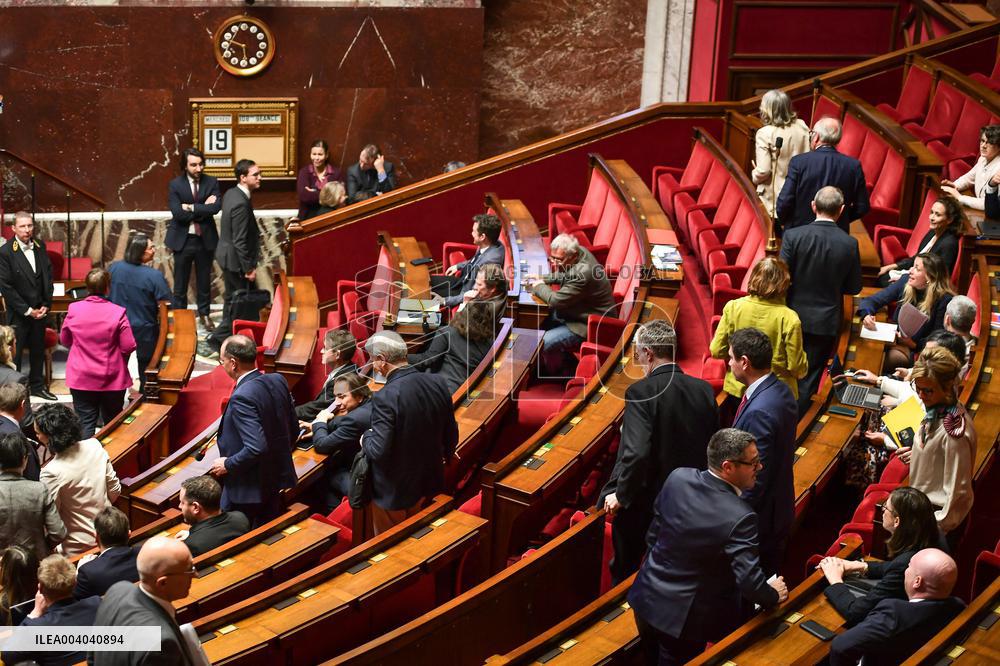 Speeches before motion of censure voting at the National Assembly in Paris - FA