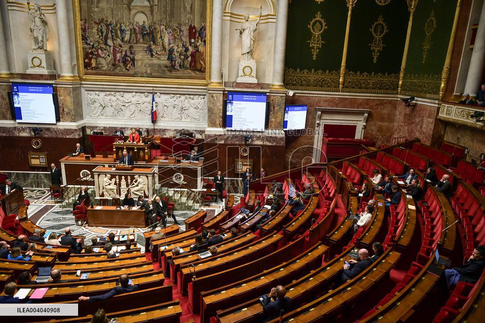 Speeches before motion of censure voting at the National Assembly in Paris - FA