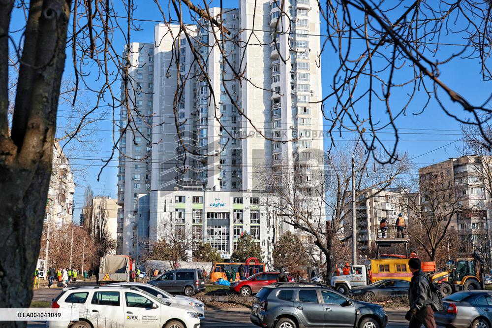 Aftermath of Russian massive drone attack on Odesa