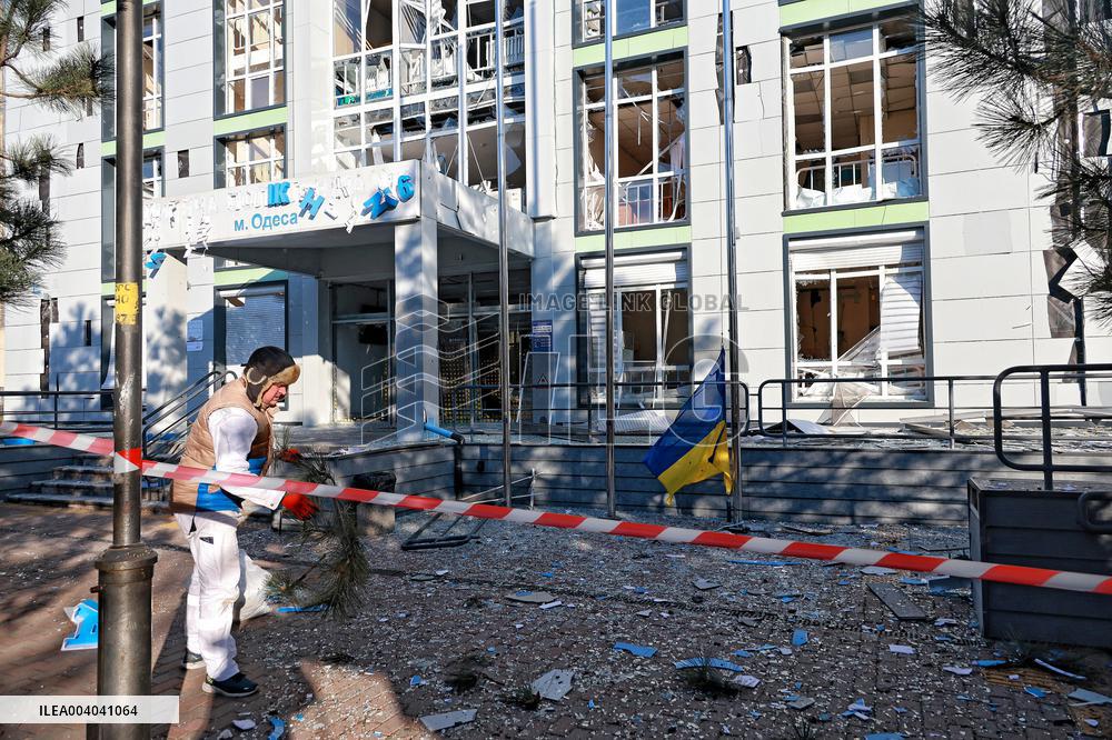 Aftermath of Russian massive drone attack on Odesa