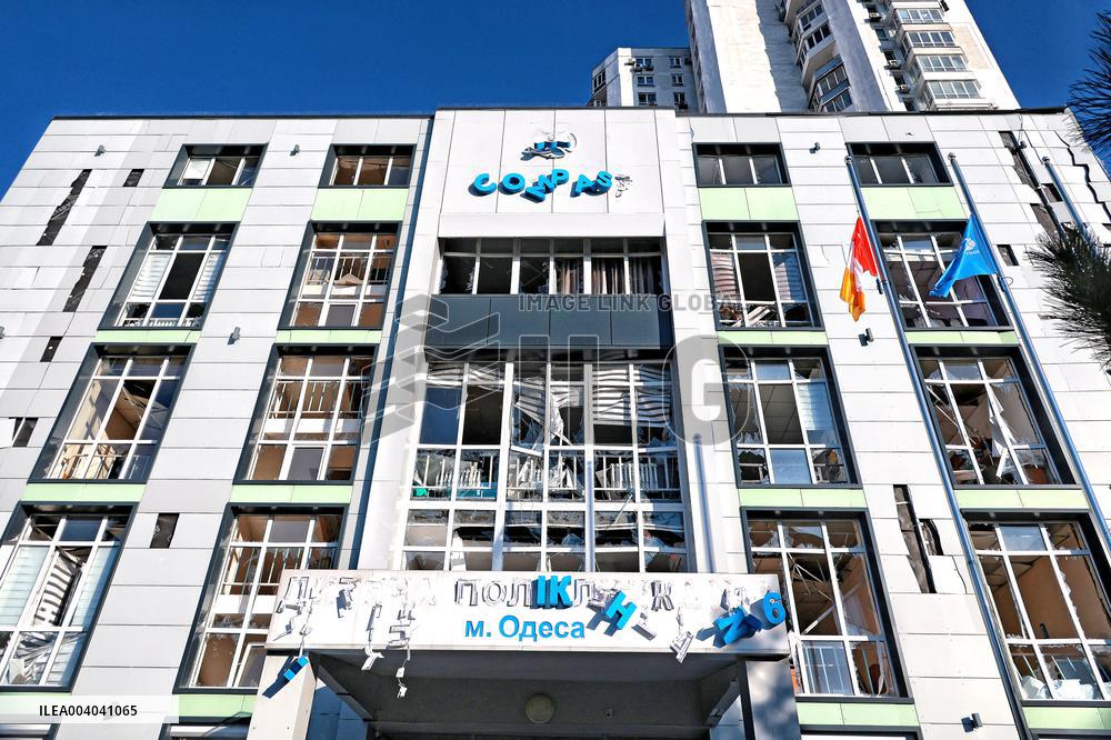 Aftermath of Russian massive drone attack on Odesa