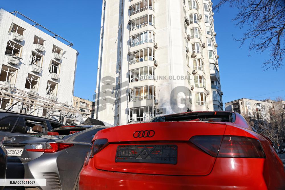 Aftermath of Russian massive drone attack on Odesa