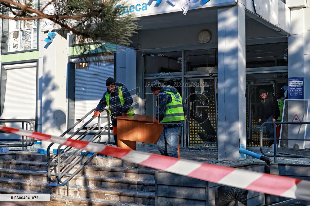 Aftermath of Russian massive drone attack on Odesa