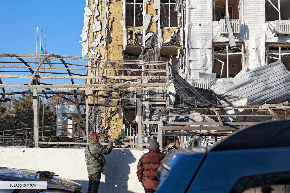 Aftermath of Russian massive drone attack on Odesa