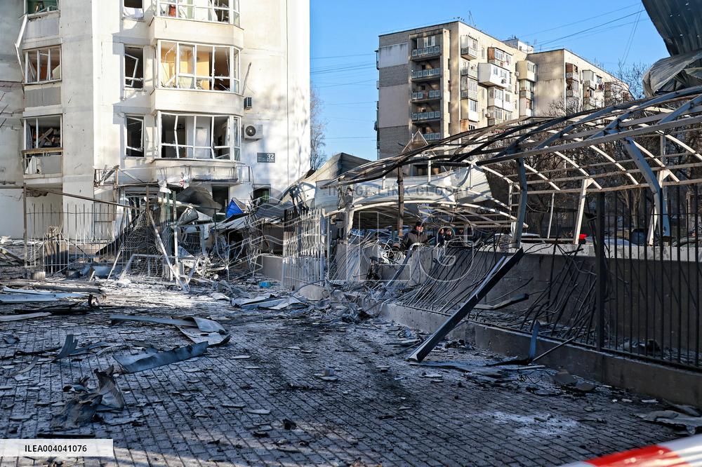 Aftermath of Russian massive drone attack on Odesa