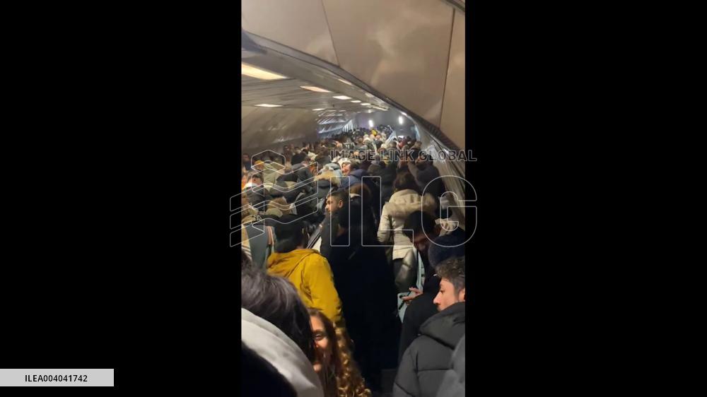 Turkey: Heavy Snowfall Causes Major Congestion At Metro Station In Istanbul