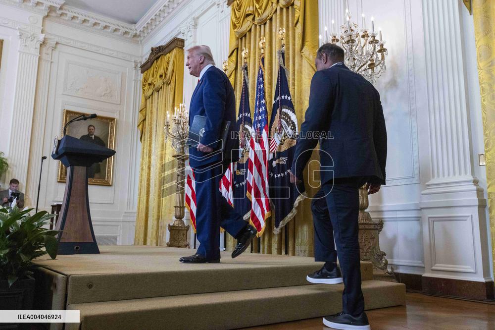 US President Donald J. Trump delivers remarks during a reception honoring Black History Month