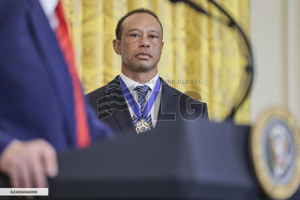 US President Donald J. Trump delivers remarks during a reception honoring Black History Month