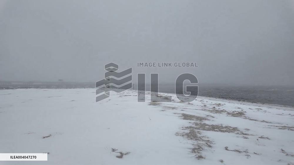 US: Snow-Covered Beach Scene Captured In Norfolk, Virginia 2