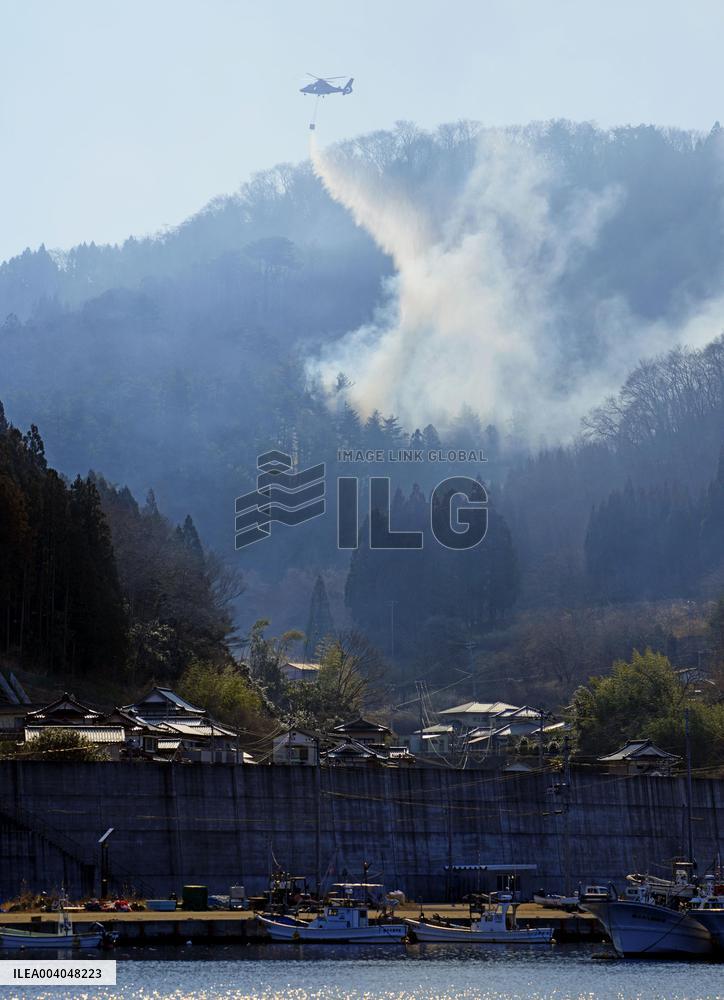 Forest fire in northeastern Japan