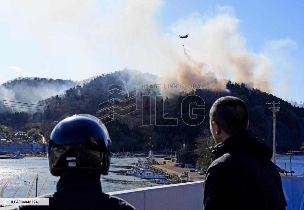 Forest fire in northeastern Japan