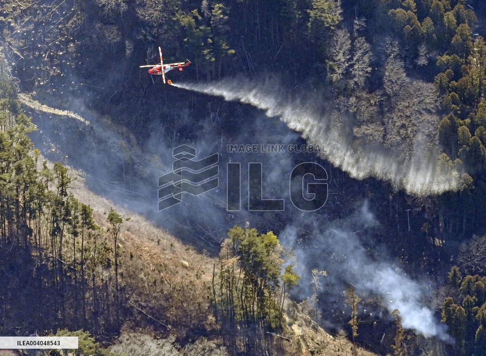 Forest fire in northeastern Japan