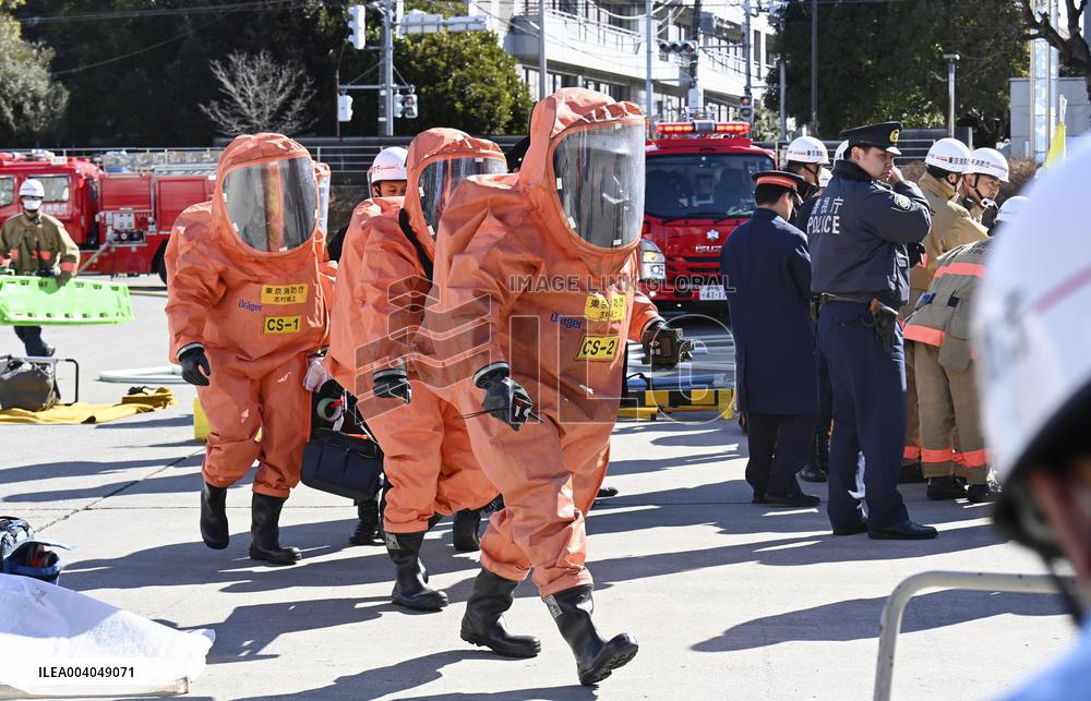 Drill conducted ahead of 30th anniv. of AUM subway sarin gas attack