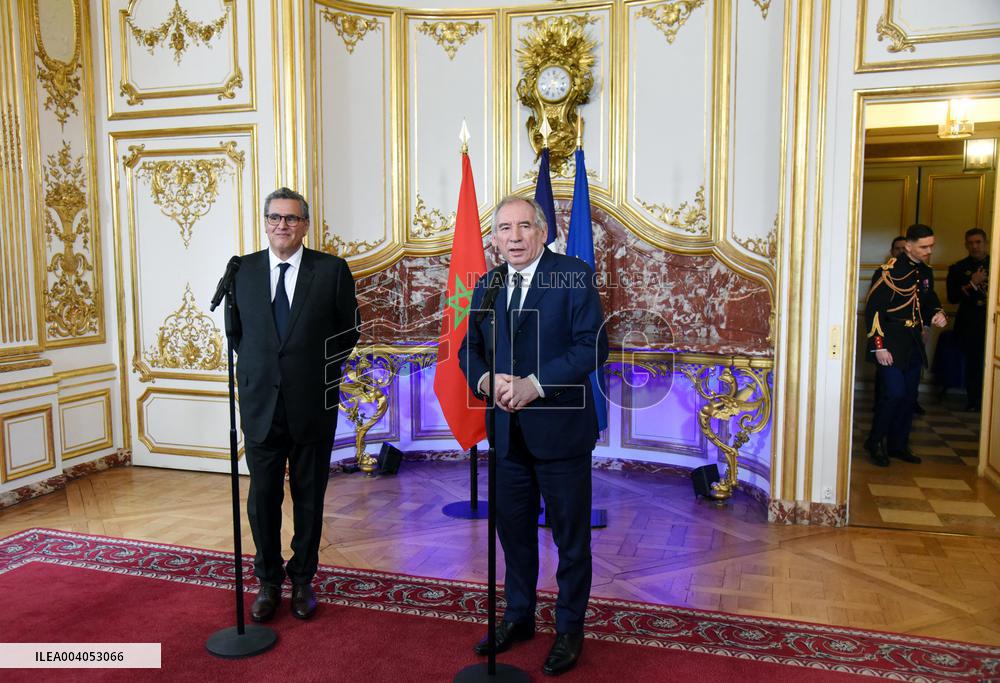 Bayrou Welcomes Maroccan PM Akhannouch - Paris