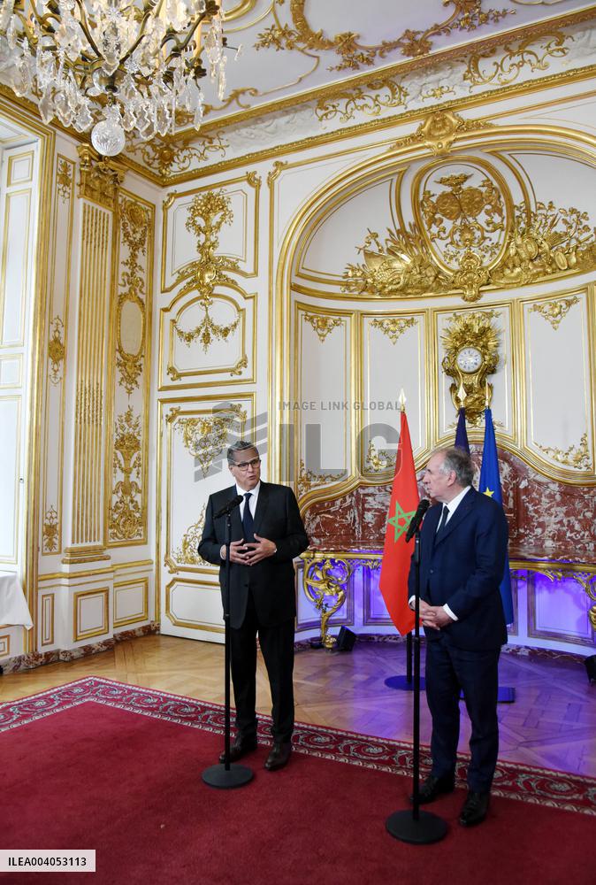 Bayrou Welcomes Maroccan PM Akhannouch - Paris