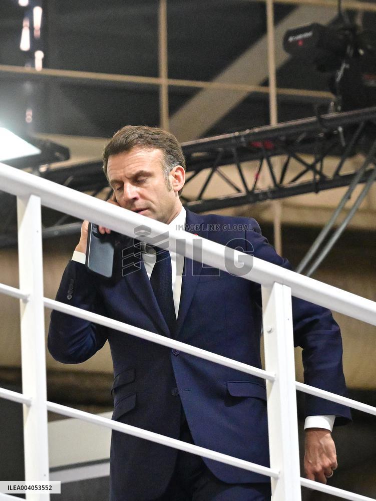 President Macron talks on the phone with Bruno Retailleau following the knife attack in Mulhouse - Paris