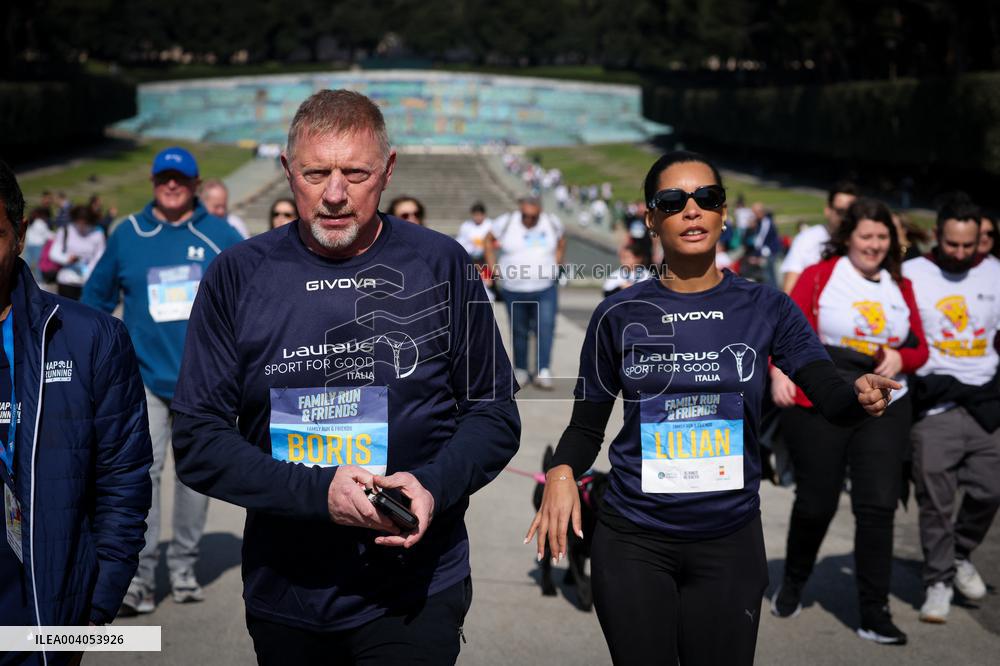 Boris Becker And Wife At Half Marathon - Naples