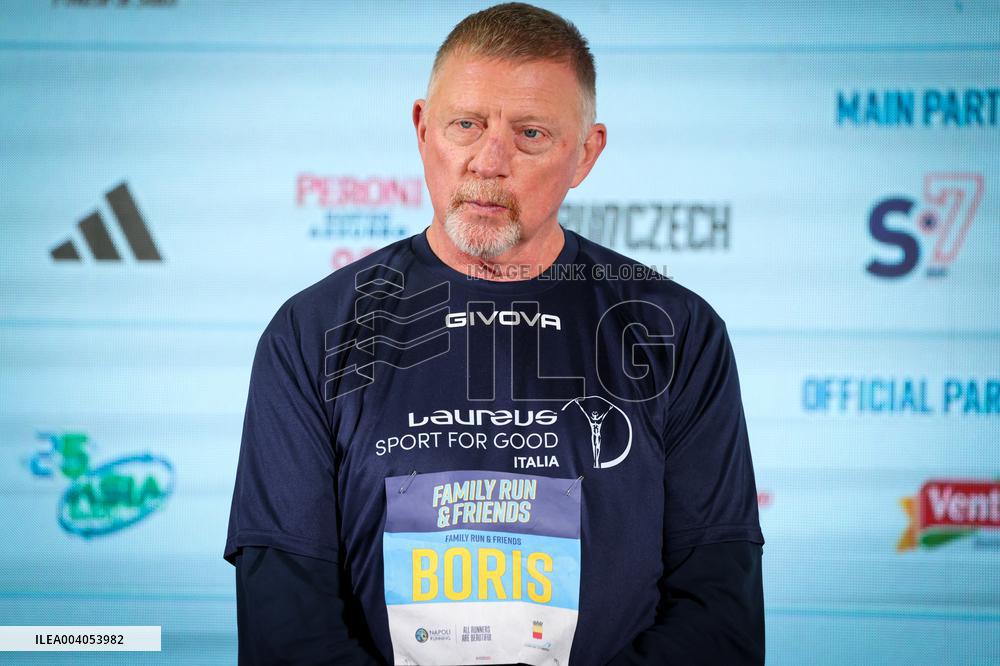 Boris Becker And Wife At Half Marathon - Naples