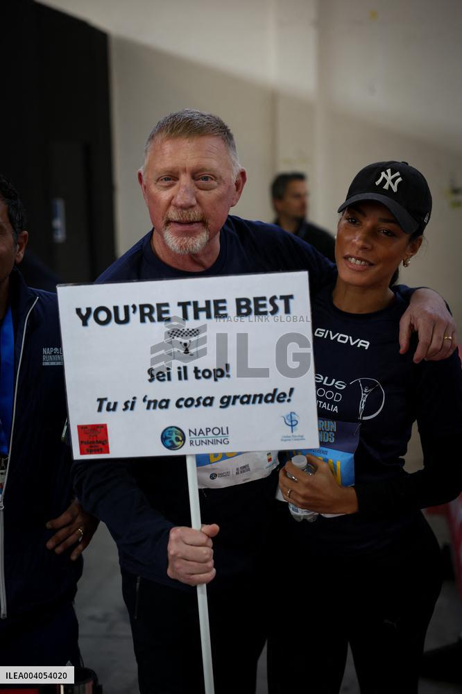 Boris Becker And Wife At Half Marathon - Naples