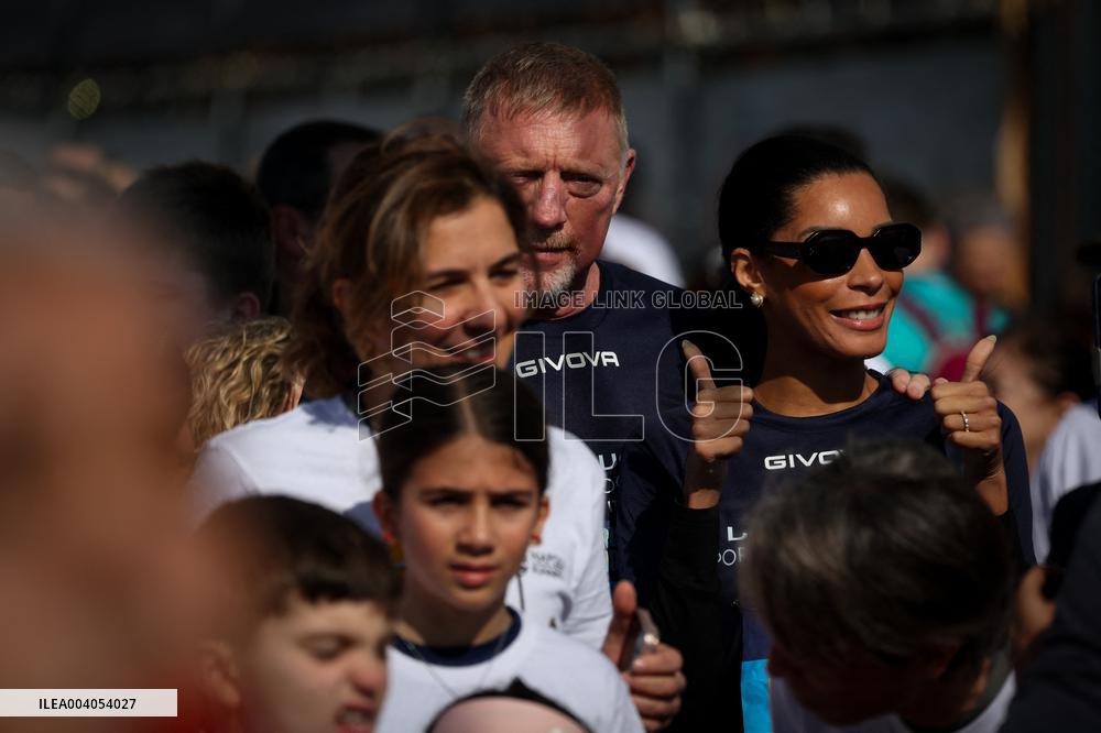 Boris Becker And Wife At Half Marathon - Naples