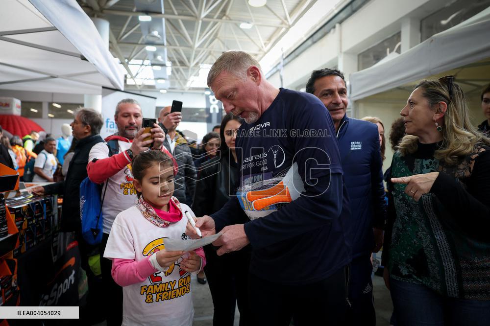 Boris Becker And Wife At Half Marathon - Naples
