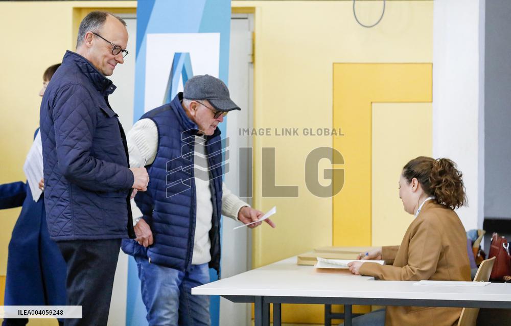 German Bundestag Election - Friedrich Merz Casts His Vote