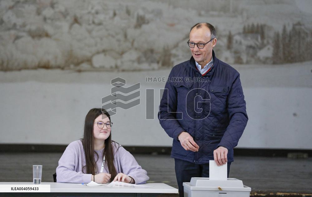 German Bundestag Election - Friedrich Merz Casts His Vote