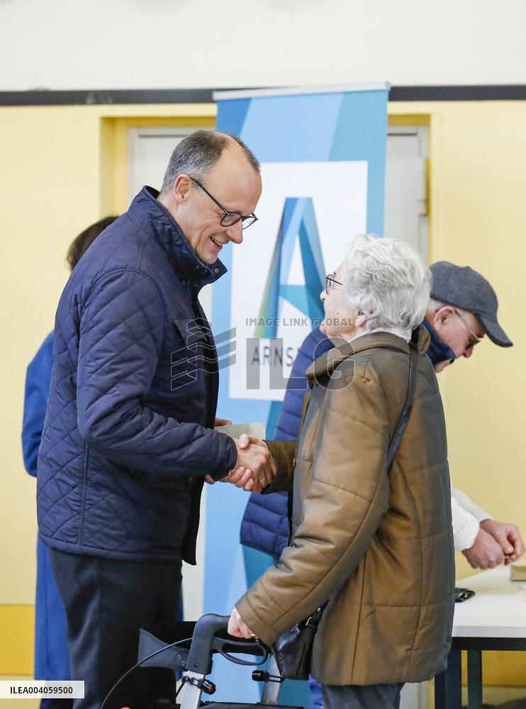 German Bundestag Election - Friedrich Merz Casts His Vote