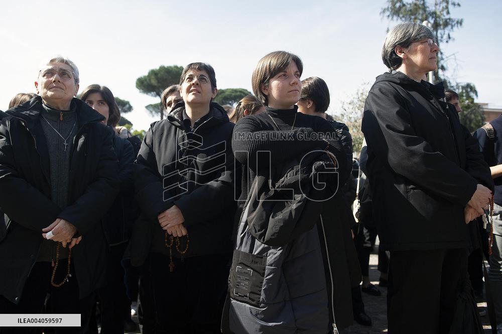 People Pray For Pope Francis at Gemelli Hospital - Rome