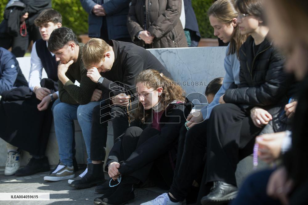 People Pray For Pope Francis at Gemelli Hospital - Rome