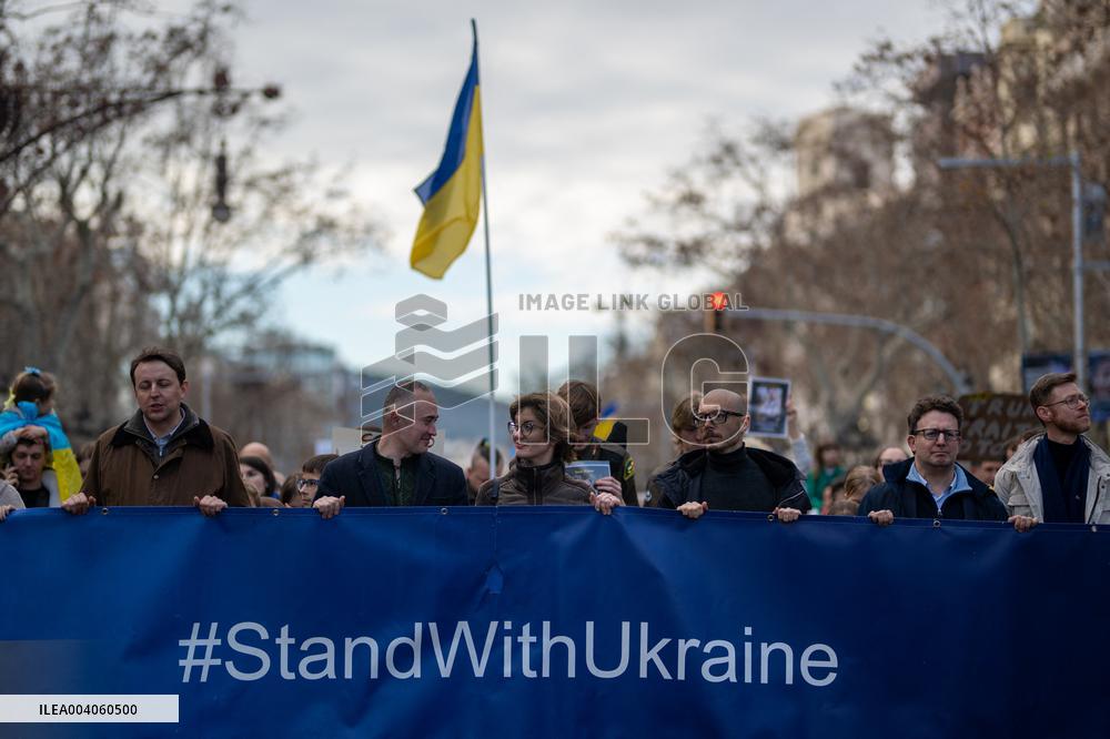 Demonstration In Support Of Ukraine - Barcelona