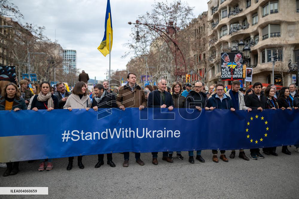 Demonstration In Support Of Ukraine - Barcelona