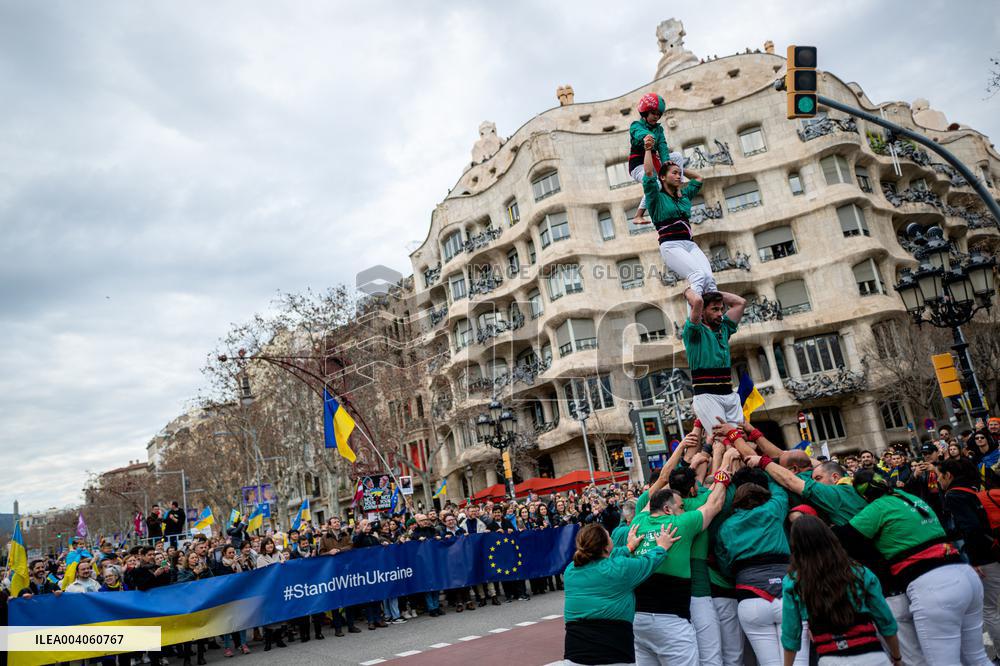 Demonstration In Support Of Ukraine - Barcelona