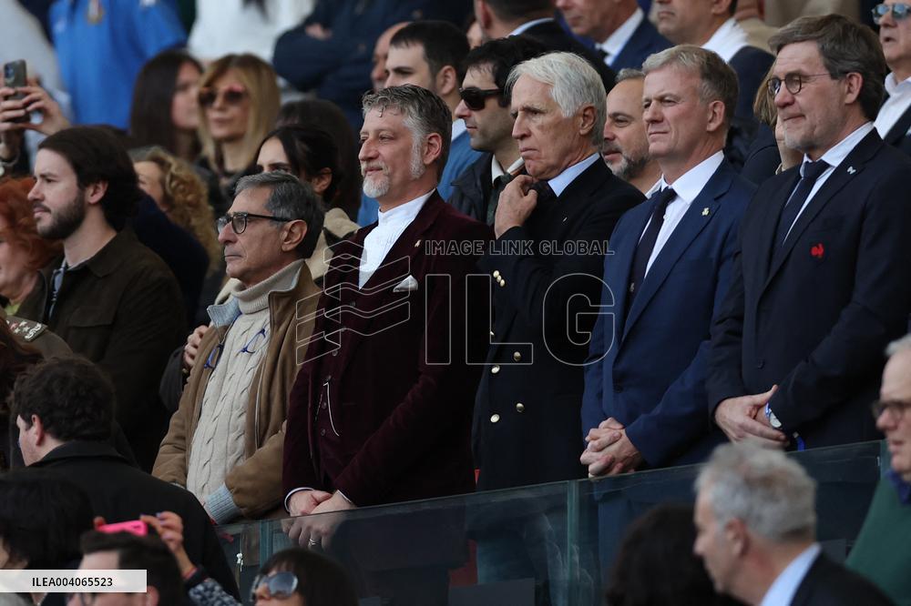 RUGBY: VIP attend at GUINNESS SIX NATIONS 2025 -  match ITALY vs FRANCE at Oympic stadium in Rome.