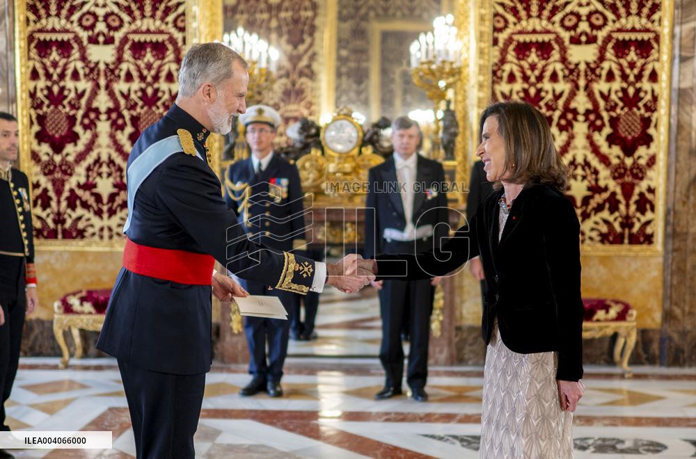 King Felipe Receives The Letter Of Credence From French Ambassador - Madrid