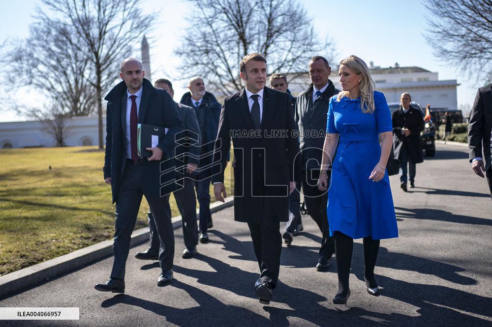 French President Macron Visits the White House in Washington, DC