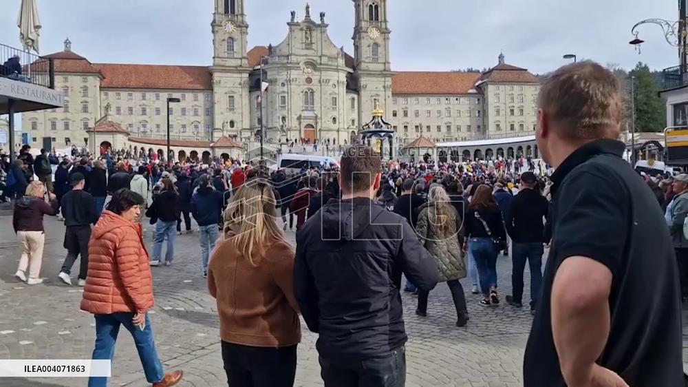 Switzerland: Demonstrators March Against AfD Leader Alice Weidel In Einsiedeln