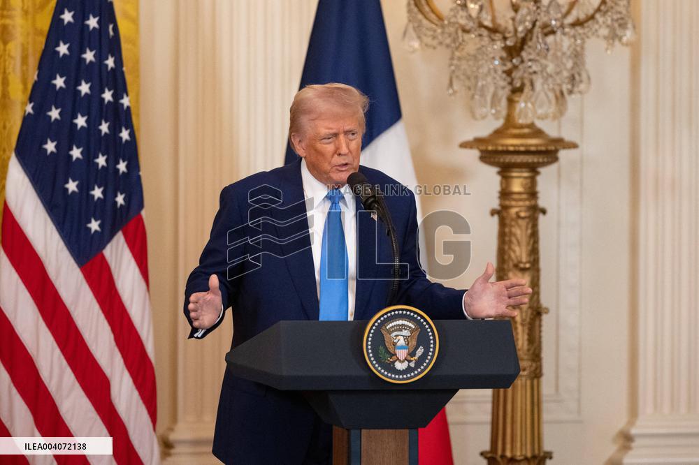 President Macron And Trump Press Conference - DC