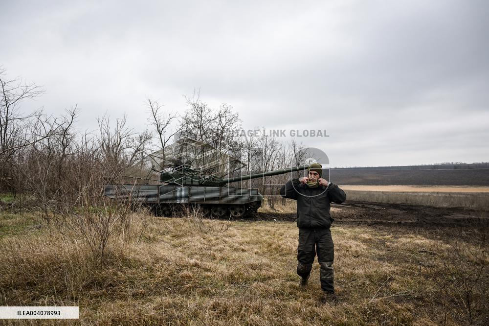 Live fire exercise of tank battalion of Ukraines 128th Mountain Assault Brigade