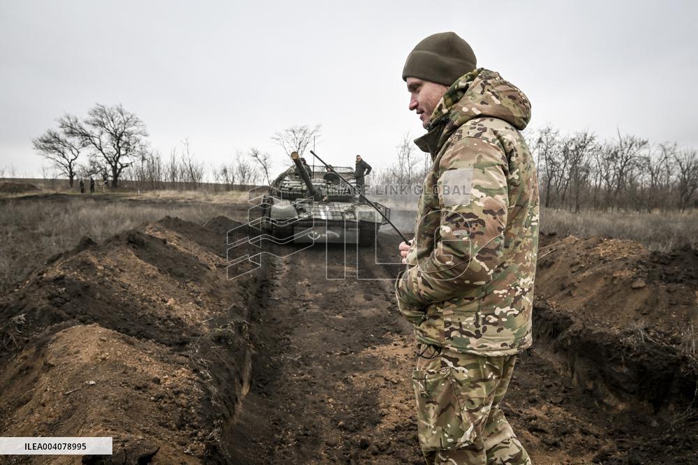 Live fire exercise of tank battalion of Ukraines 128th Mountain Assault Brigade