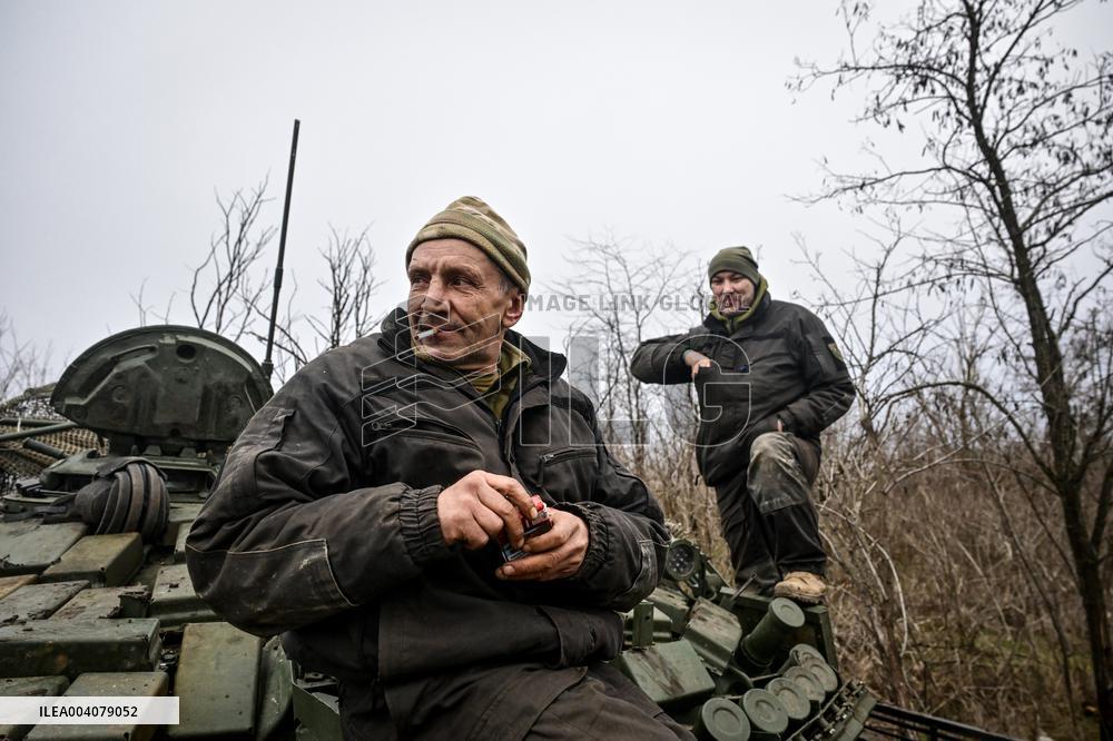 Live fire exercise of tank battalion of Ukraines 128th Mountain Assault Brigade