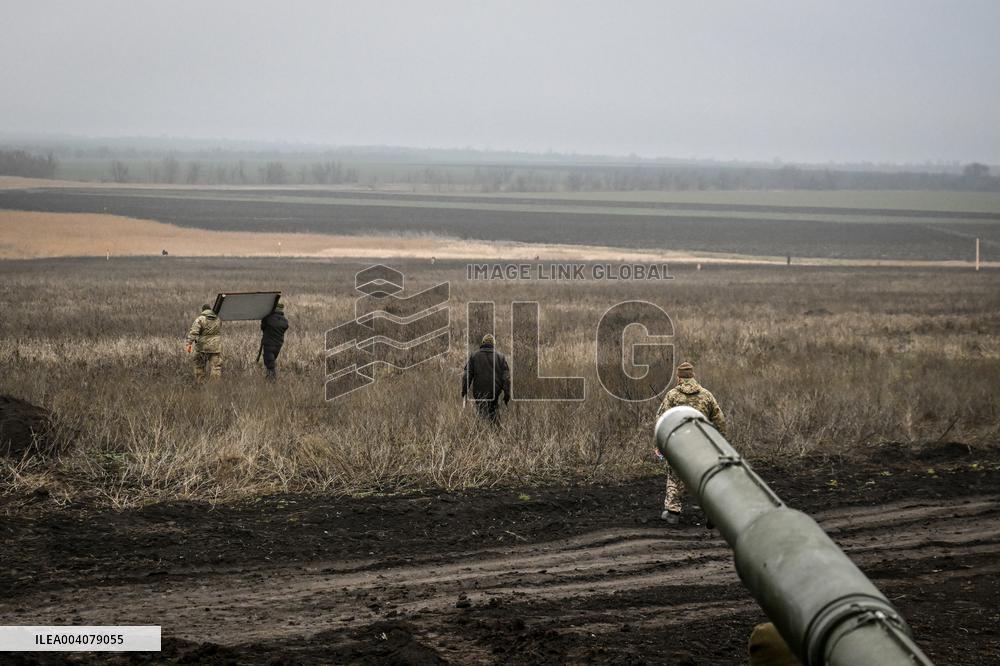 Live fire exercise of tank battalion of Ukraines 128th Mountain Assault Brigade