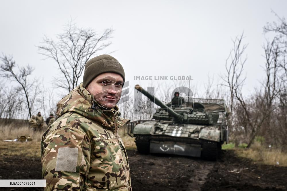 Live fire exercise of tank battalion of Ukraines 128th Mountain Assault Brigade