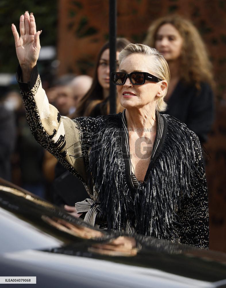 MFW - Sharon Stone Arrives at Antonio Marras Fashion Show
